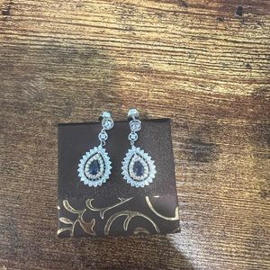 Two tone Sapphire dangle earrings